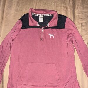 Victoria's Secret Pink and Gray Pullover Quarter zip